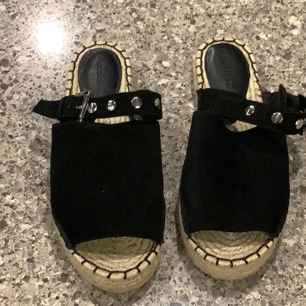 Black suede slides. Rebecca Minkoff. Size 7.5